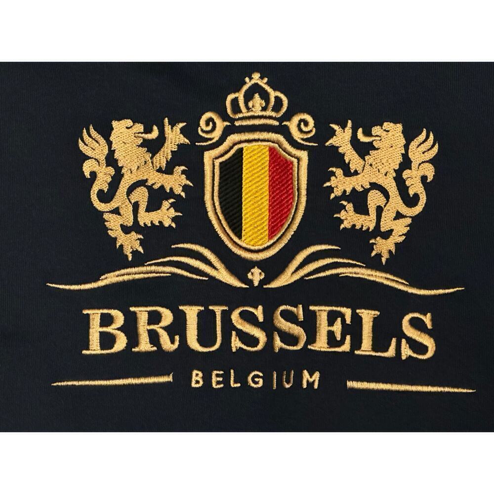 NWOT Brussels Belgium Men’s Navy Crewneck Sweatshirt Embroidered Size M​​​​​ - Picture 8 of 8